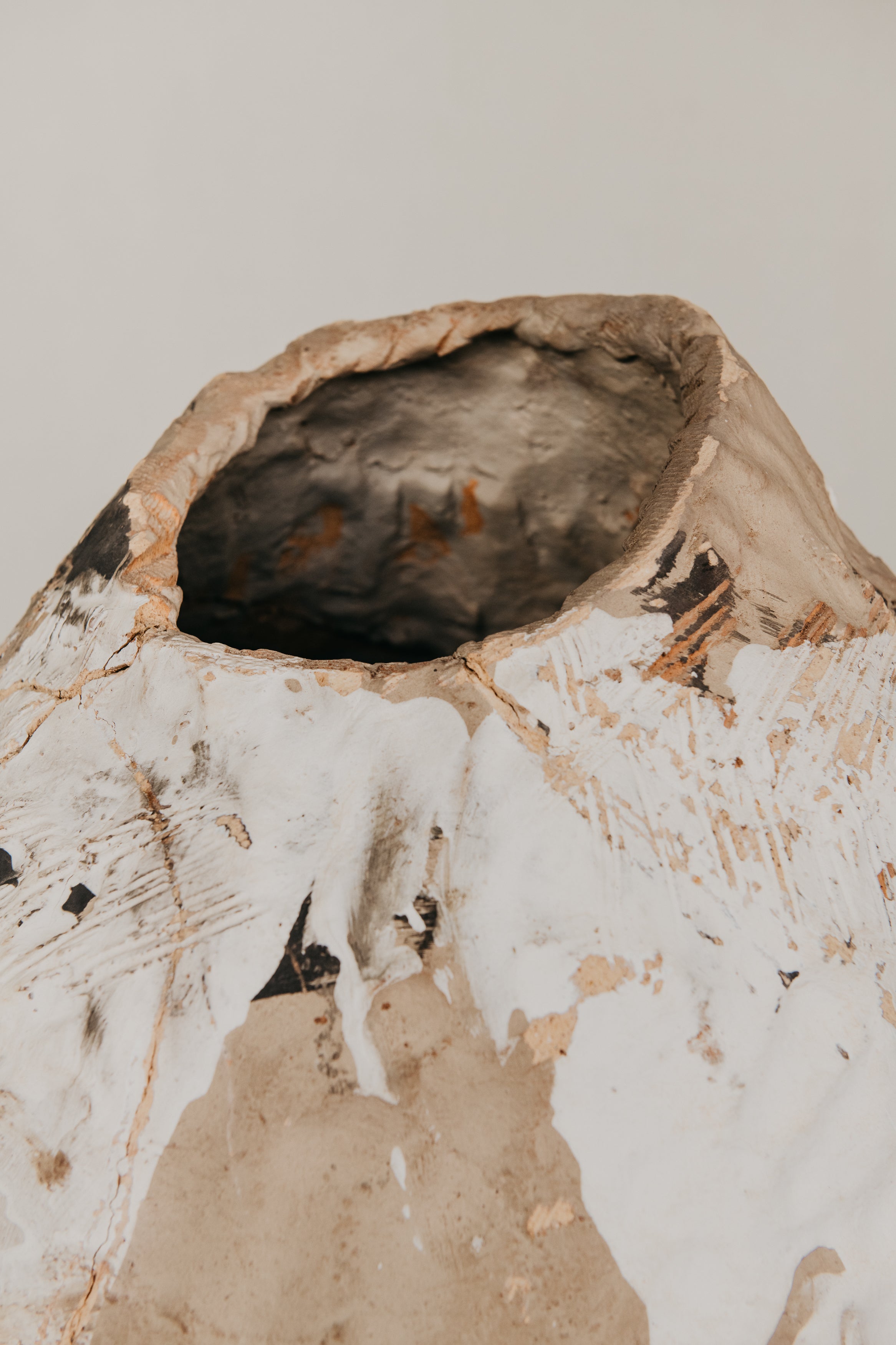 Close-up of a textured stone surface with a central凹陷