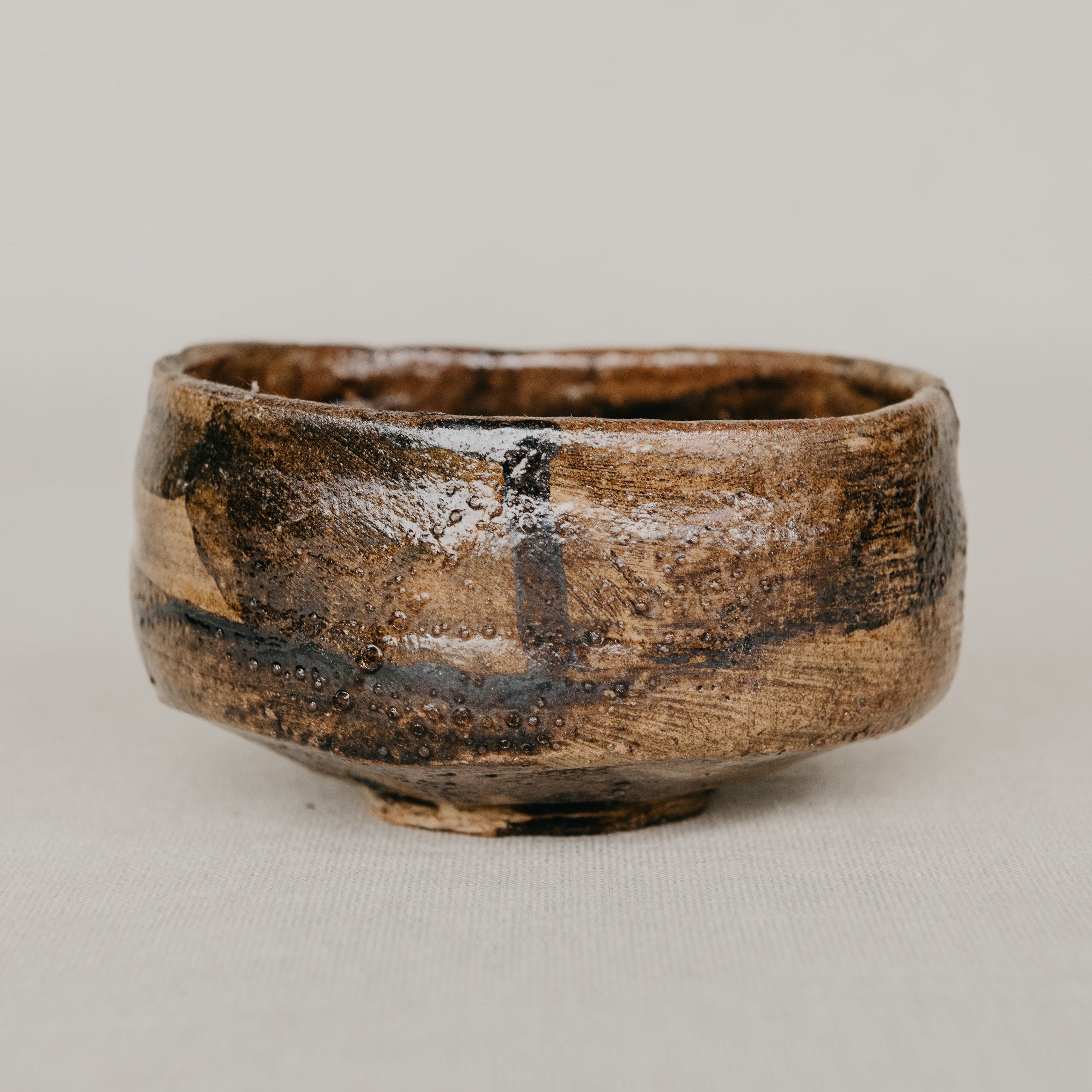 Crevice Charred Brown Glazed Ceramic Bowl - 7cm x 12cm Mick Haigh